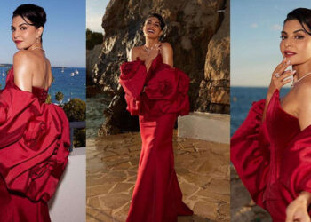 Pictures: Jacqueliene Fernandez Corset-Impressed Crimson Robe Is Stealing Hearts At Cannes 2025