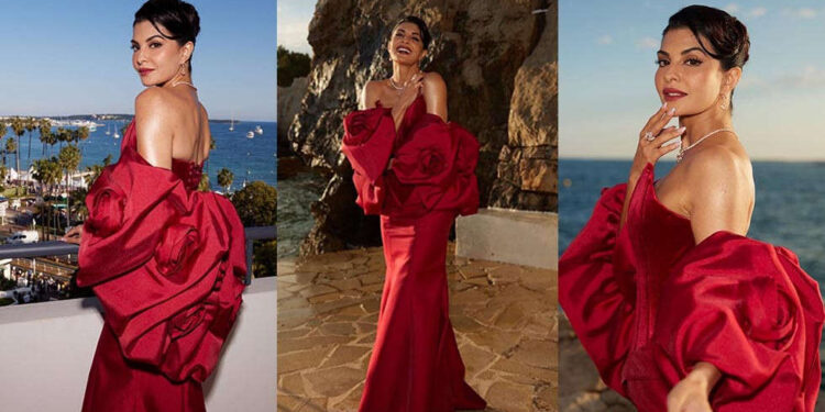 Pictures: Jacqueliene Fernandez Corset-Impressed Crimson Robe Is Stealing Hearts At Cannes 2025