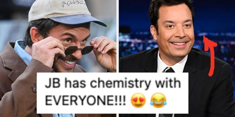 Jimmy Fallon And Jonathan Bailey Virtually Kiss