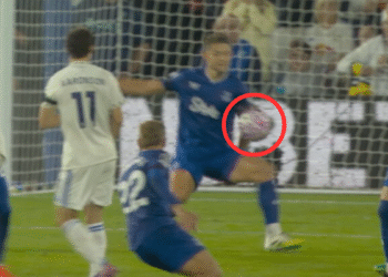 Leeds United beat Everton, Lukas Nmecha penalty video, James Tarkowski handball, match report, VAR information