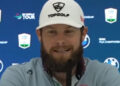 Golf information 2025, Tyrell Hatton press convention video about Ryder Cup Europe workforce celebrations with Jon Rahm