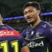Craig Bellamy and Petero Civoniceva react to sledge from Stefano Utoikamanu forward of Storm vs Broncos